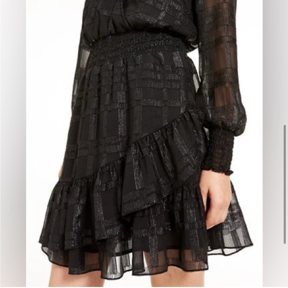 MICHAEL MICHAEL KORS Plaid Metallic Ruffle Dress Size S - Picture 7 of 16